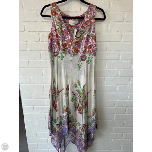 Dress Casual Midi By Anthropologie In Cream & Purple, Size: S