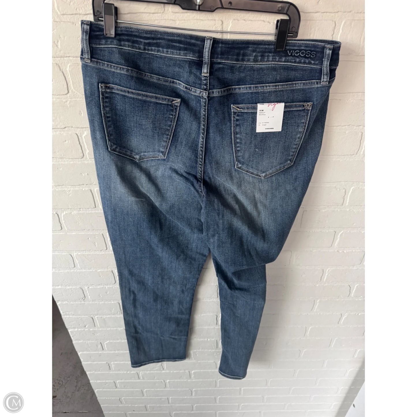 Jeans Straight By Vigoss In Blue Denim, Size: 16