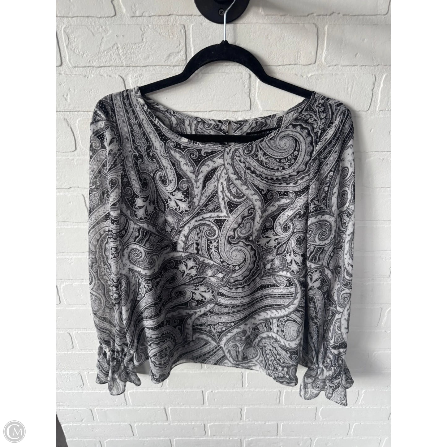 Top Long Sleeve By White House Black Market In Black & Grey, Size: S