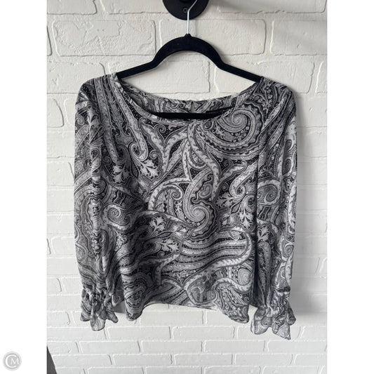 Top Long Sleeve By White House Black Market In Black & Grey, Size: S