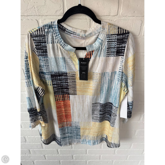 Top 3/4 Sleeve By Clothes Mentor In Blue & Yellow, Size: L