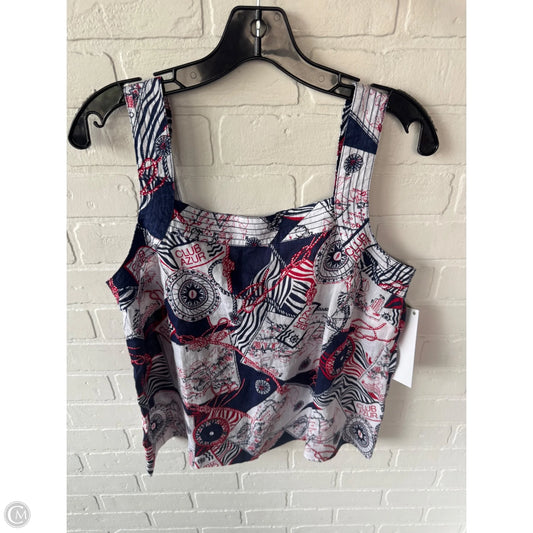 Top Sleeveless By Talbots In Blue Red & White, Size: L