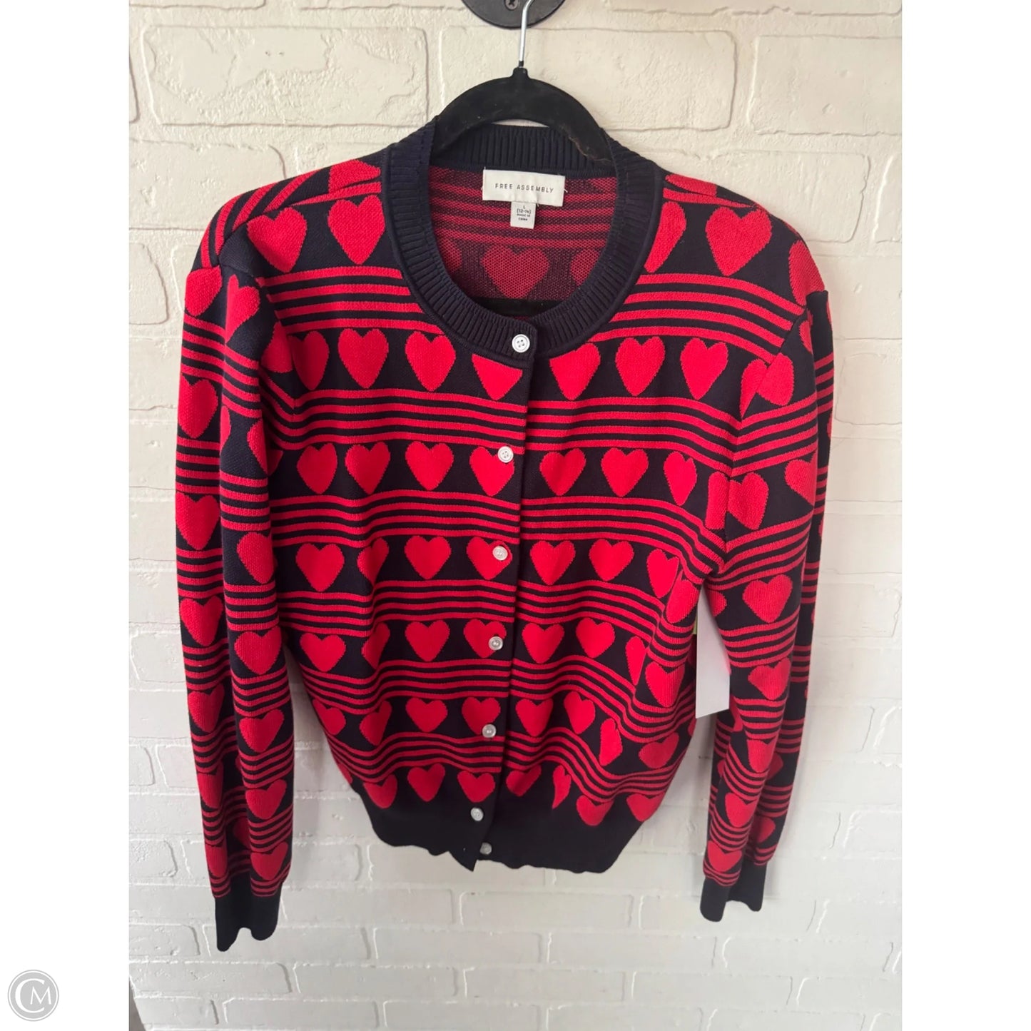 Sweater Cardigan By Free Assembly In Blue & Red, Size: L