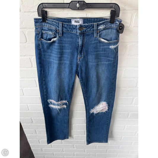 Jeans Straight By Paige In Blue Denim, Size: 4