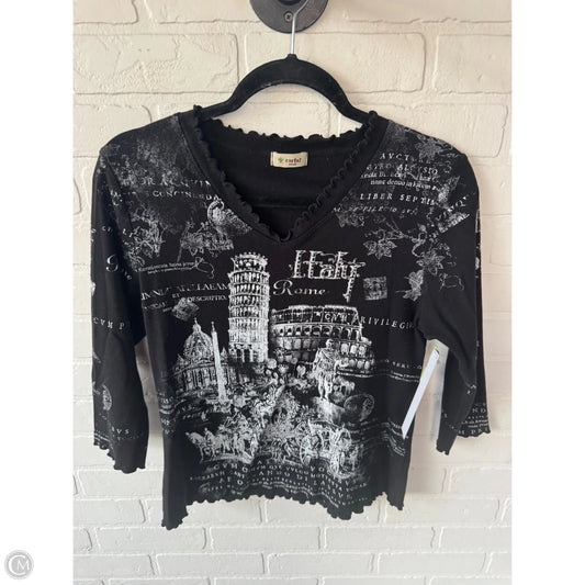 Top 3/4 Sleeve By Cme In Black & White, Size: S