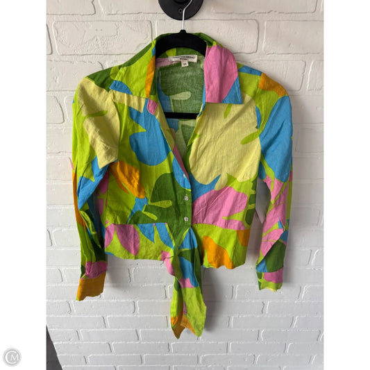 Top Long Sleeve By Christian Siriano In Green & Pink, Size: Xs