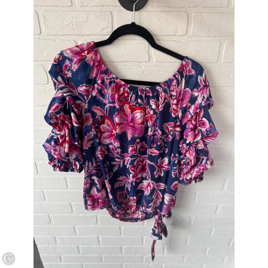 Top 3/4 Sleeve By Cece In Blue & Pink, Size: M