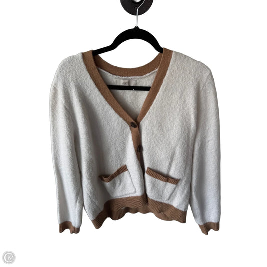 Sweater Cardigan By Loft In Brown & Cream, Size: Xl