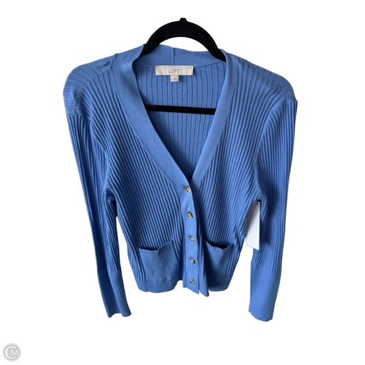 Sweater Cardigan By Loft In Blue, Size: L