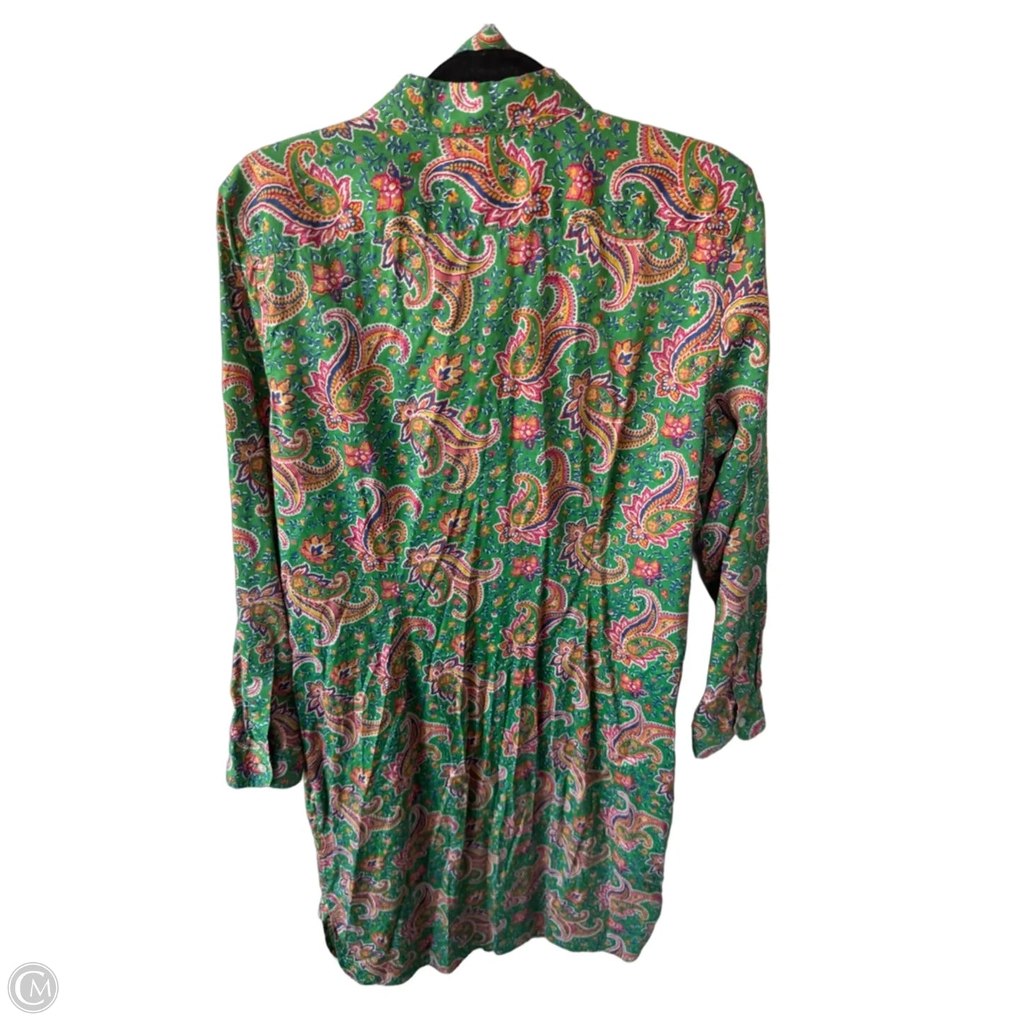 Dress Casual Midi By Lauren By Ralph Lauren In Green & Pink, Size: L