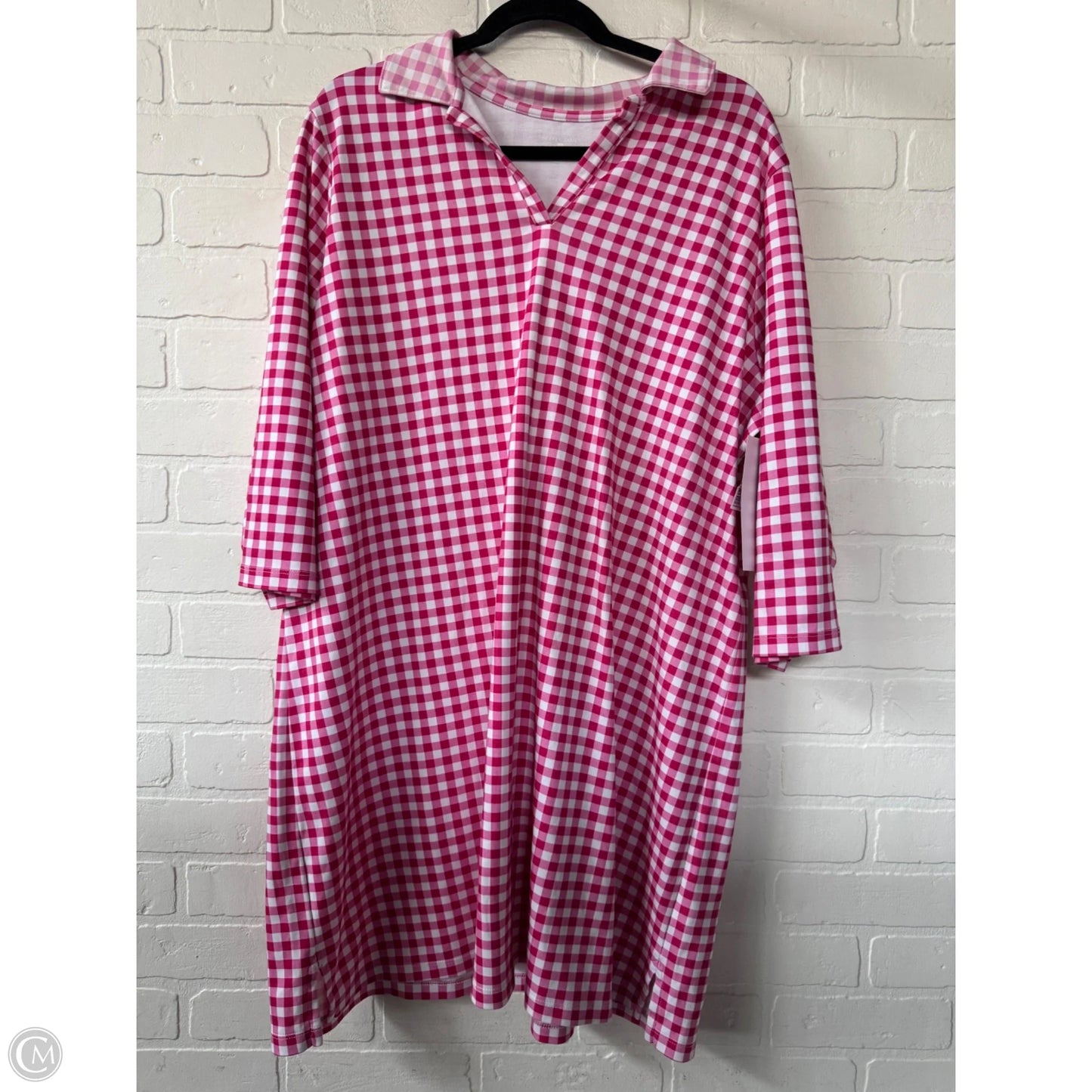 Dress Casual Short By Lands End In Pink & White, Size: 2x