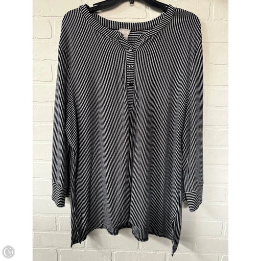 Top 3/4 Sleeve By Chicos In Black & White, Size: Xxl