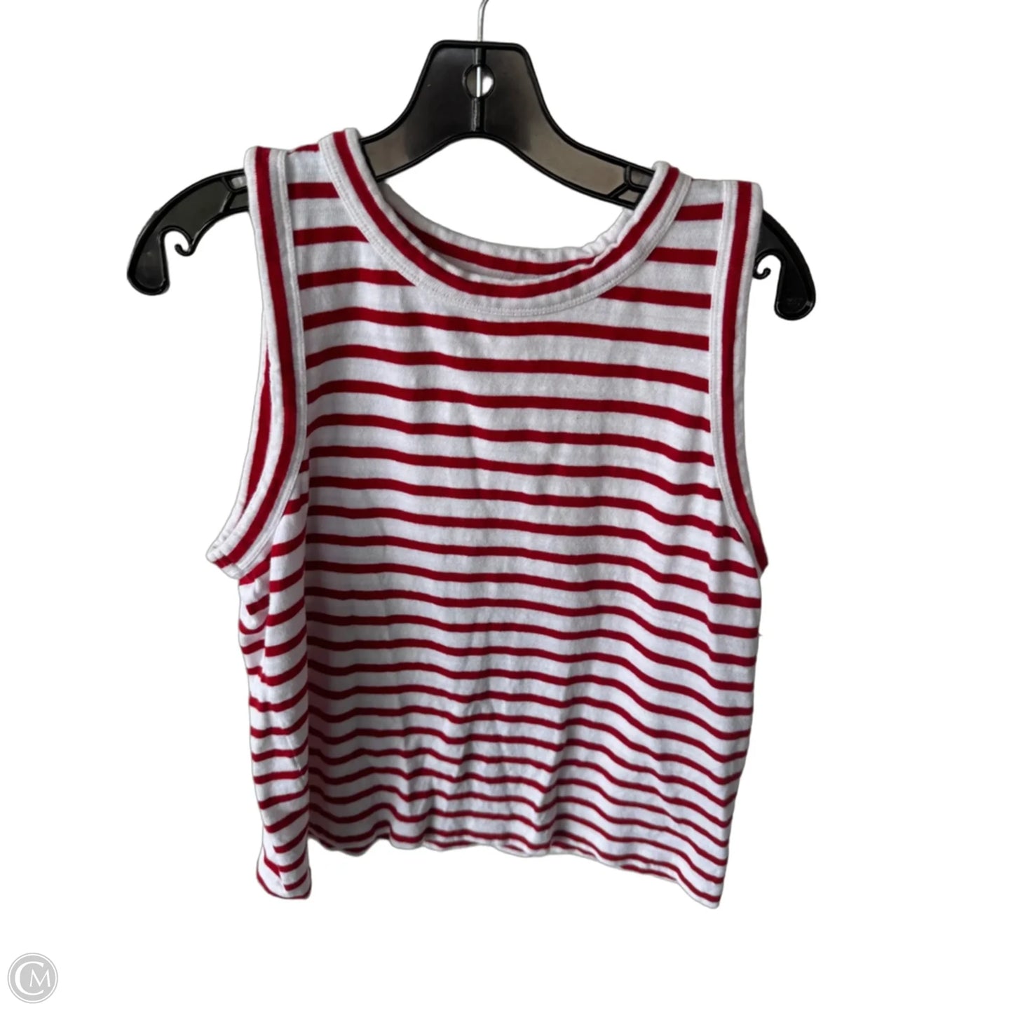 Top Sleeveless By Loft In Red & White, Size: L