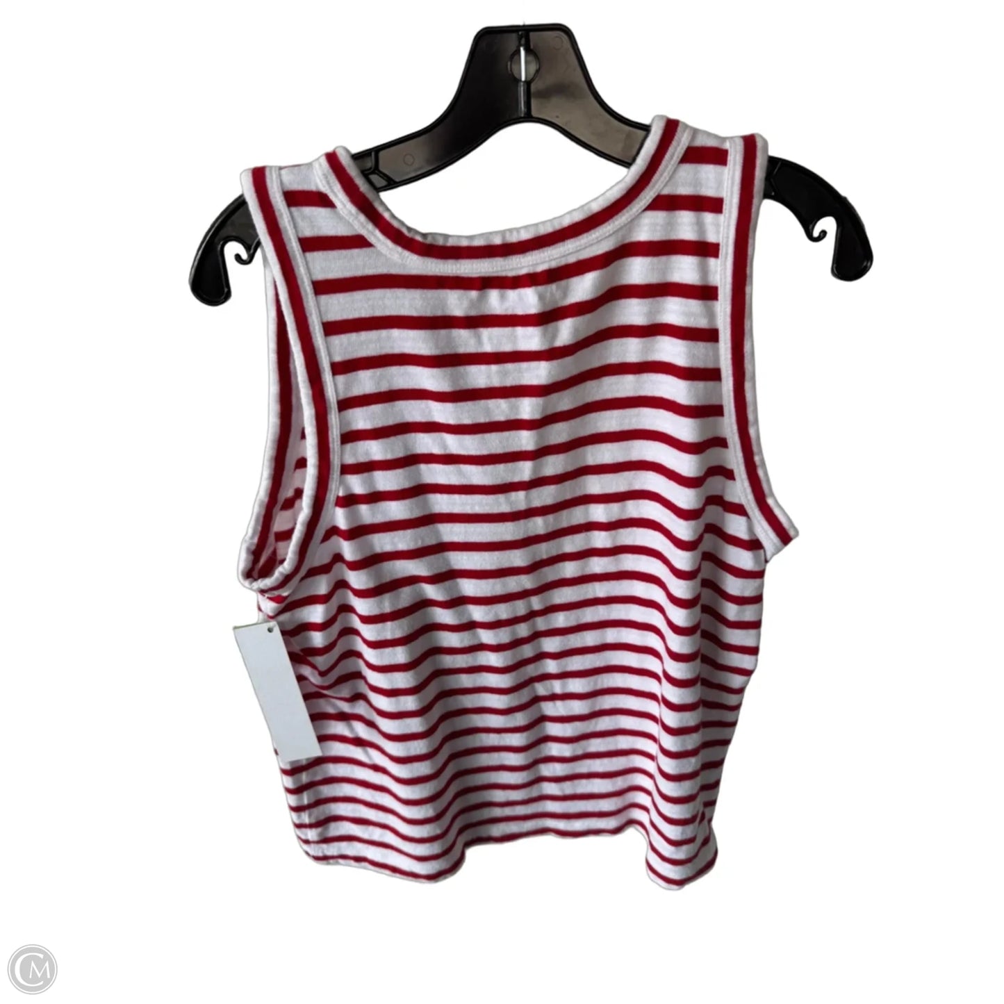 Top Sleeveless By Loft In Red & White, Size: L