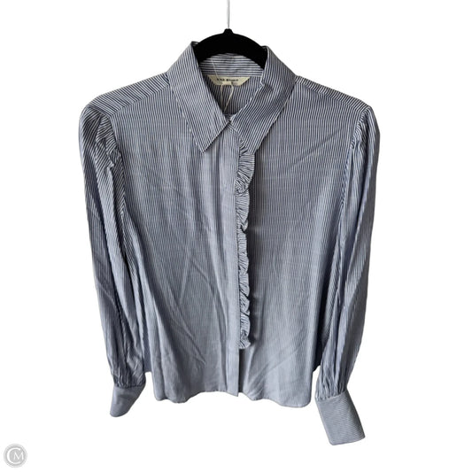 Top Long Sleeve By Max Studio In Blue & White, Size: S