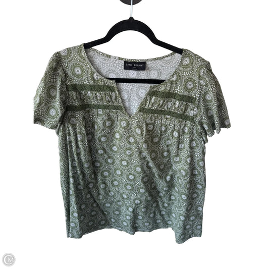 Top Short Sleeve By Lane Bryant In Green & White, Size: Xl