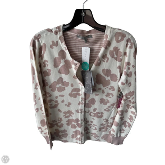 Sweater Cardigan By Daniel Rainn In Pink & White, Size: M