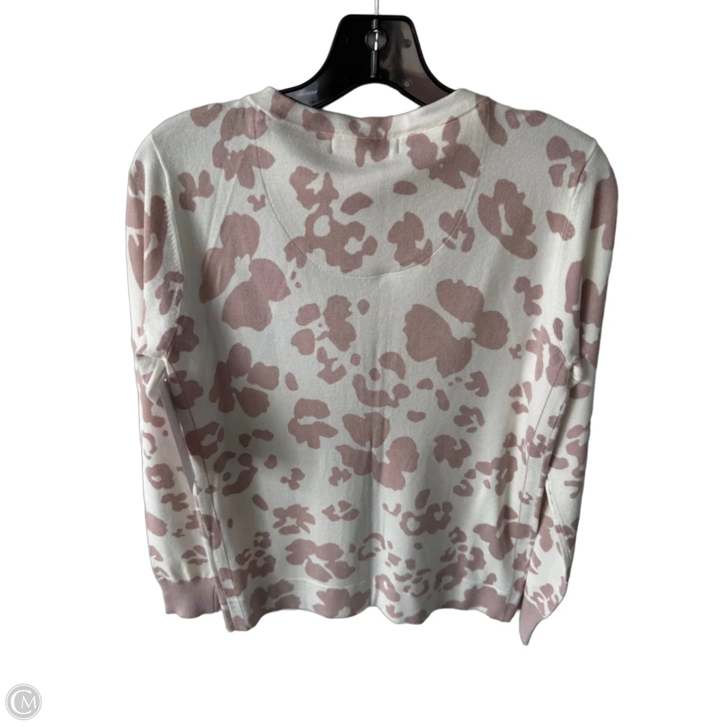 Sweater Cardigan By Daniel Rainn In Pink & White, Size: M