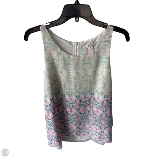 Top Sleeveless By Cabi In Green & Orange, Size: S