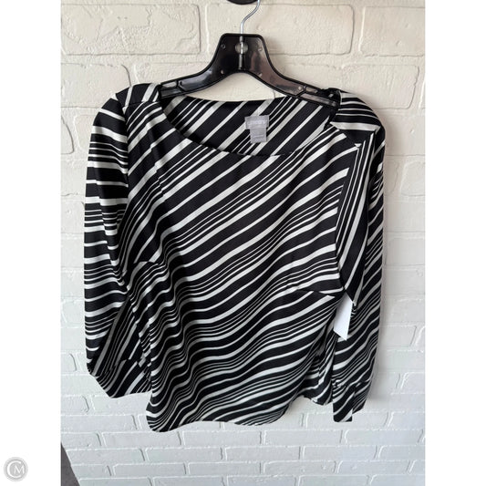 Top Long Sleeve By Chicos In Black & White, Size: M