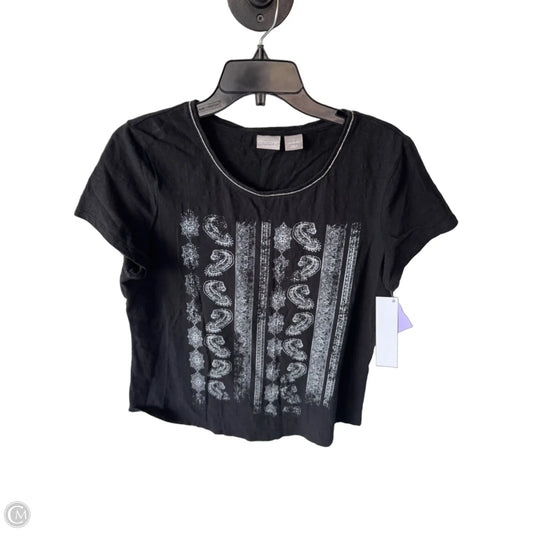 Top Short Sleeve By Chicos In Black & Grey, Size: M