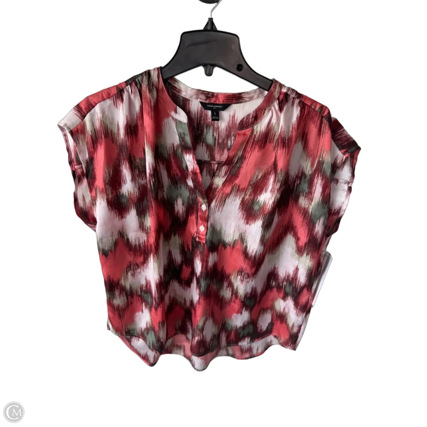 Top Short Sleeve By Banana Republic In Green & Pink, Size: L