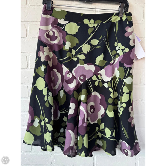 Skirt Midi By Loft In Black & Purple, Size: 4
