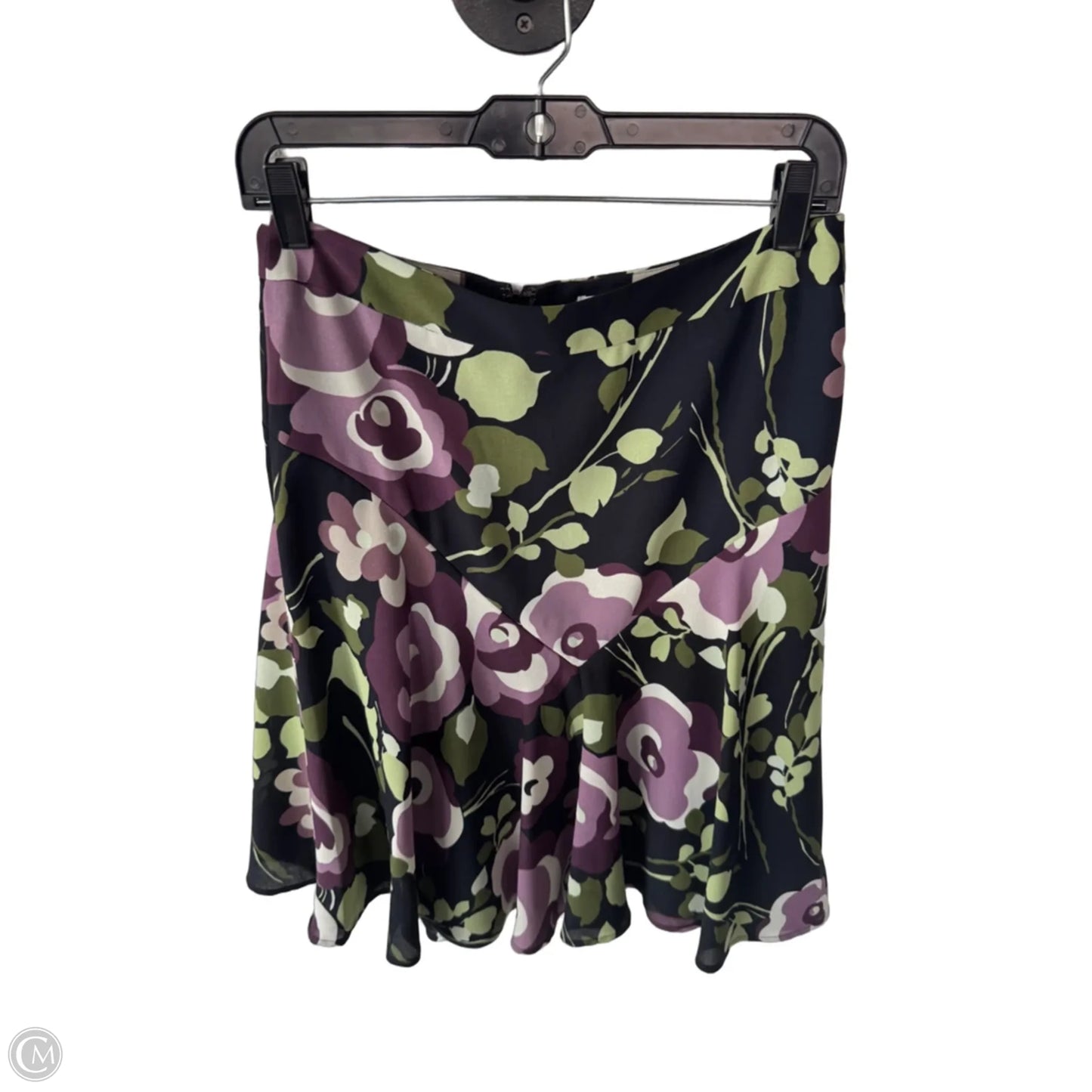 Skirt Midi By Loft In Black & Purple, Size: 4