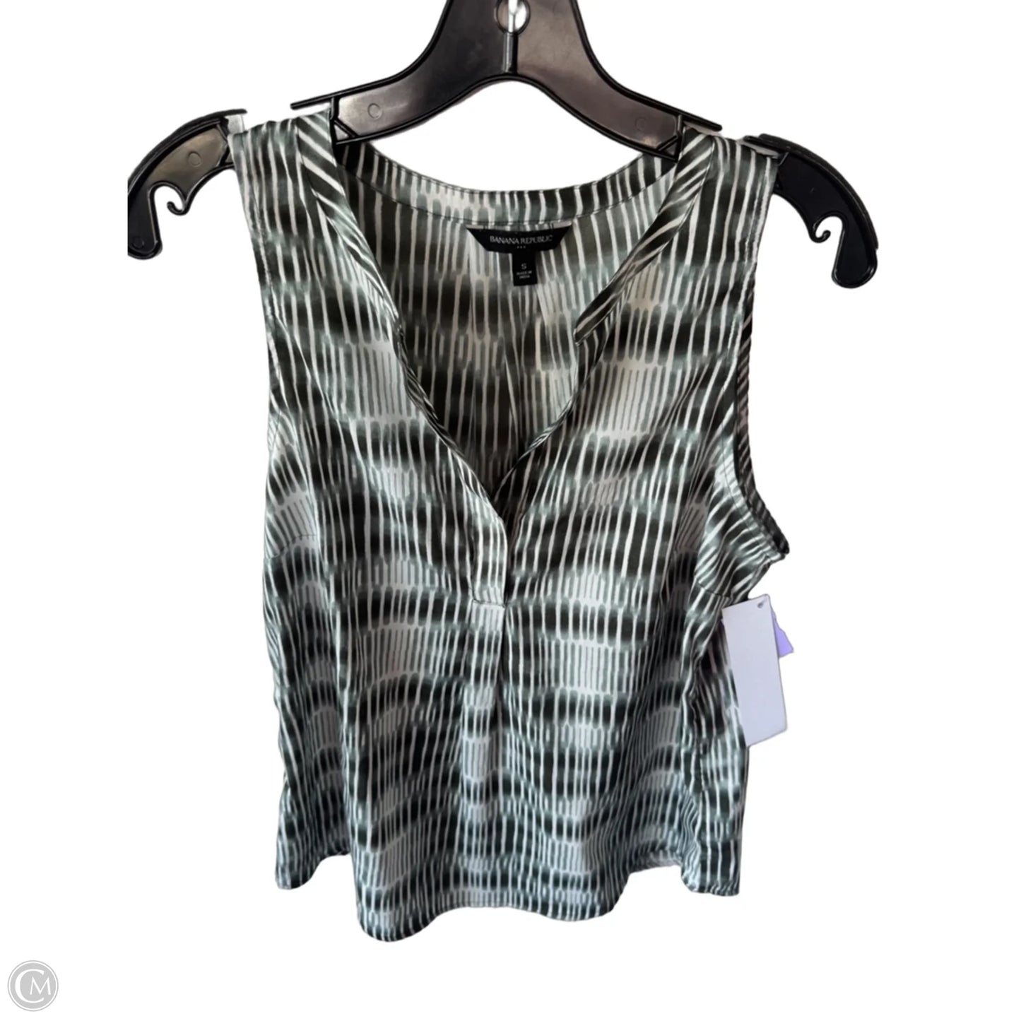 Top Sleeveless By Banana Republic In Green & White, Size: S