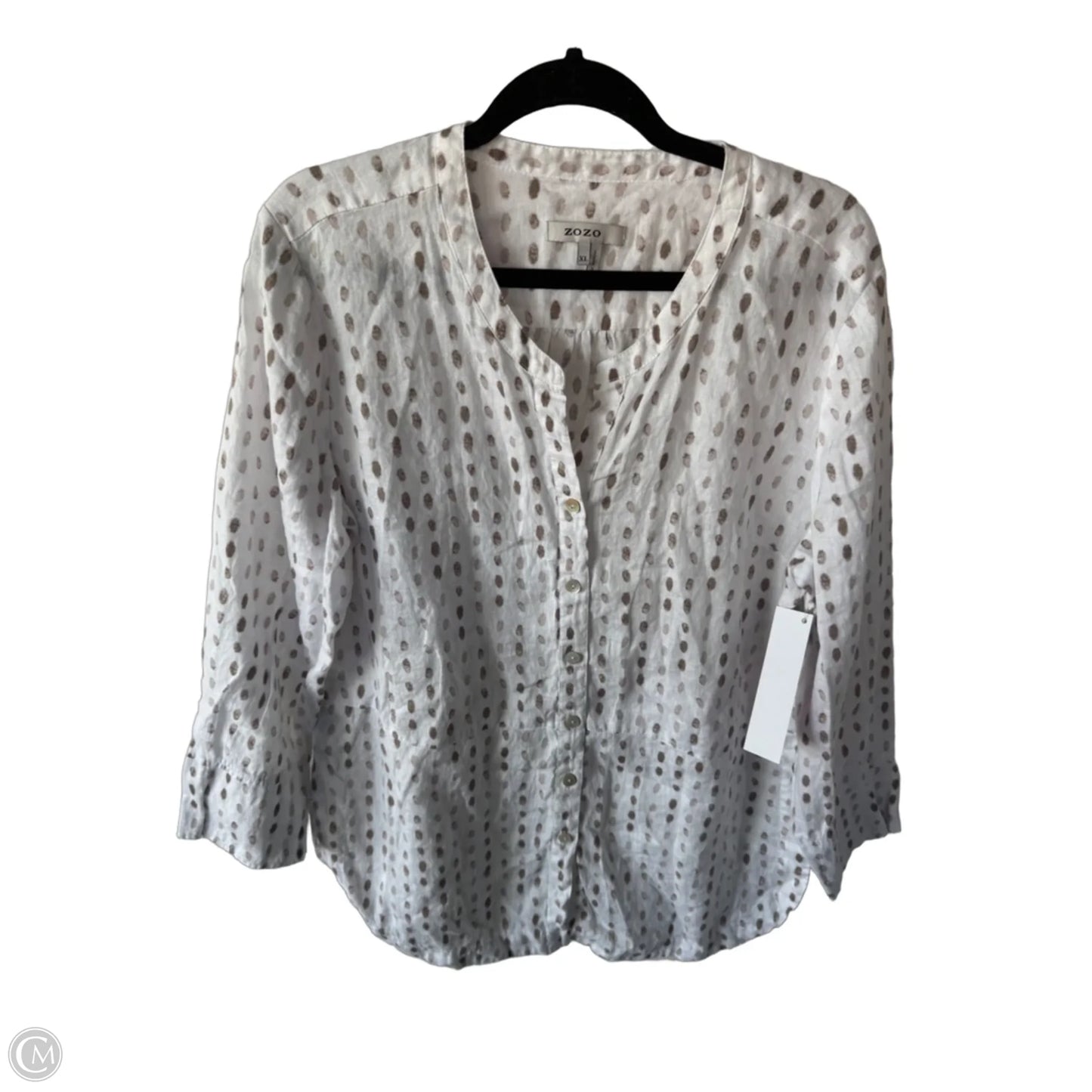 Top Long Sleeve By Zozo In Tan & White, Size: Xl