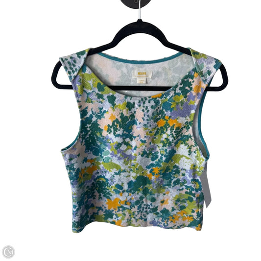 Top Sleeveless By Maeve In Green & Orange, Size: L