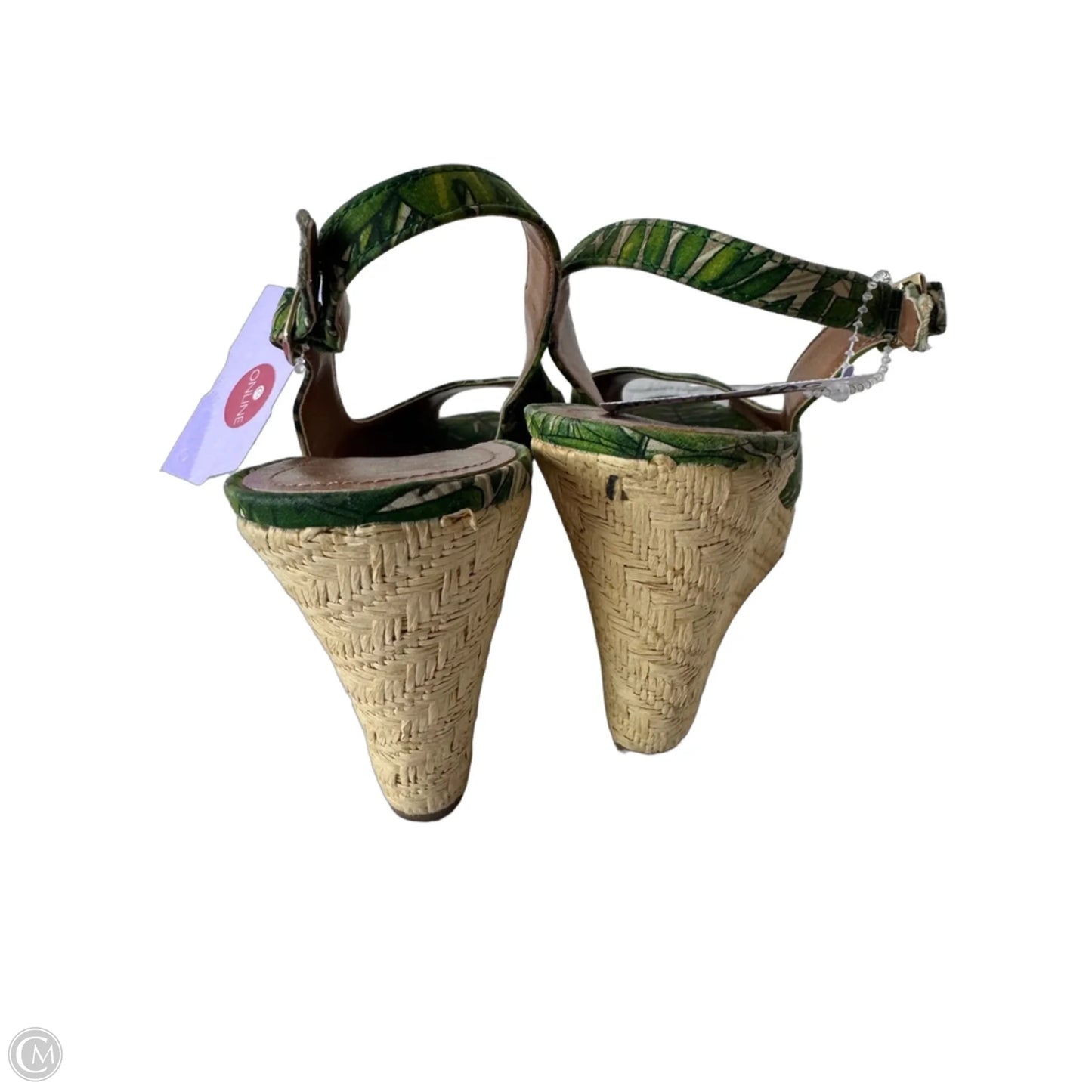 Sandals Heels Stiletto By Tahari In Green & Tan, Size: 9
