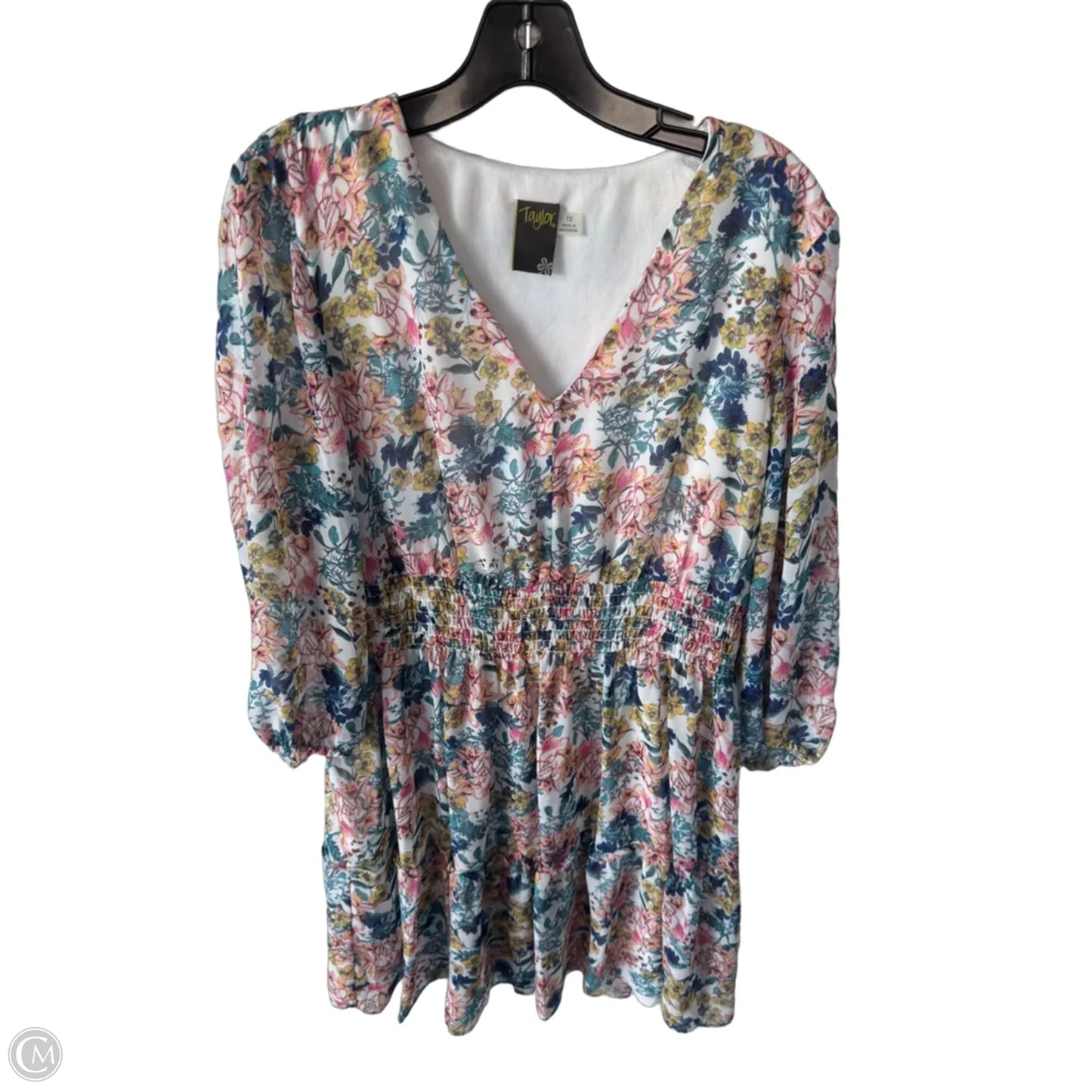 Dress Casual Short By Taylor In Blue & Pink, Size: L
