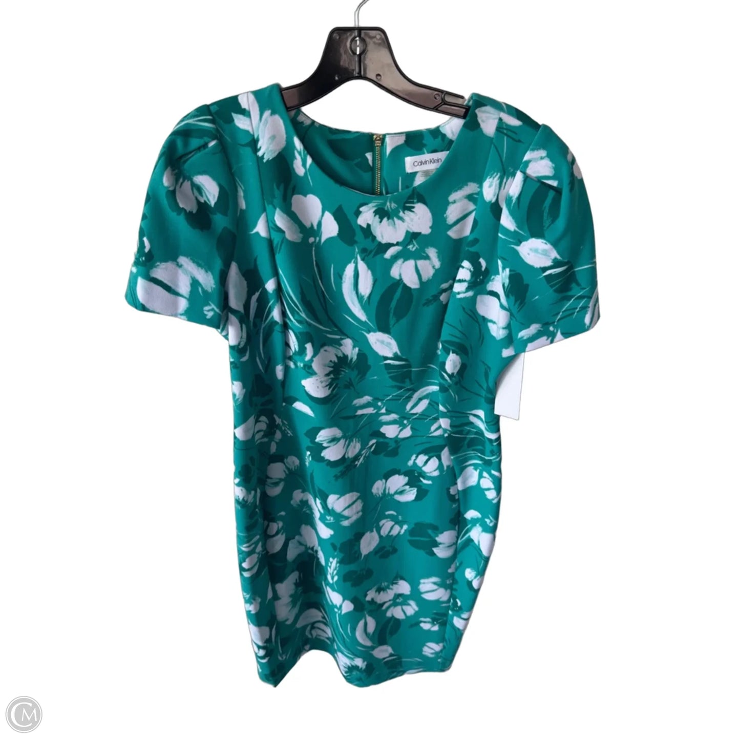 Dress Work By Calvin Klein In Green & White, Size: L