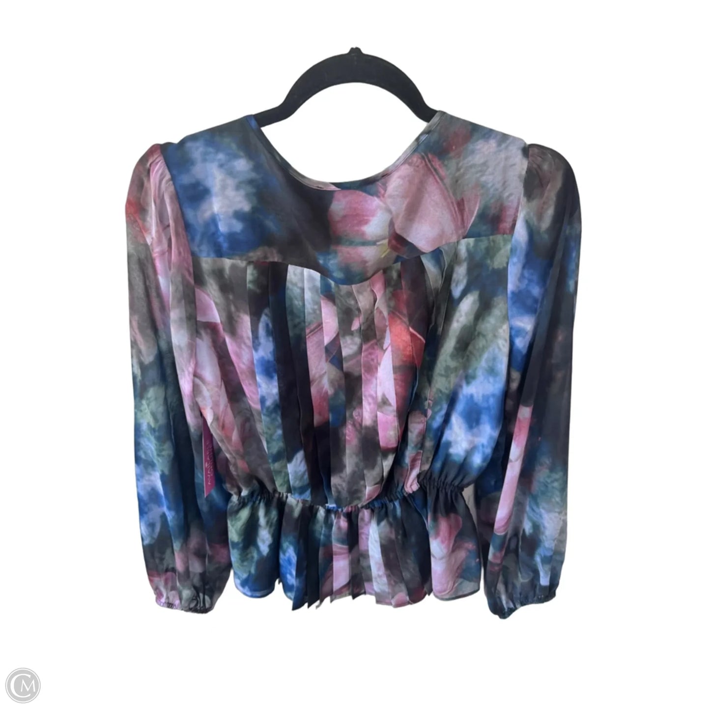 Top Long Sleeve By White House Black Market In Green & Pink, Size: M