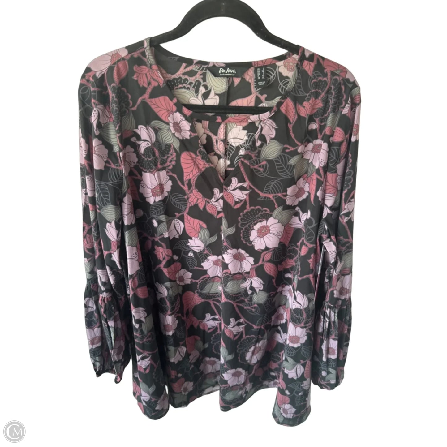Top Long Sleeve By Clothes Mentor In Black & Pink, Size: L