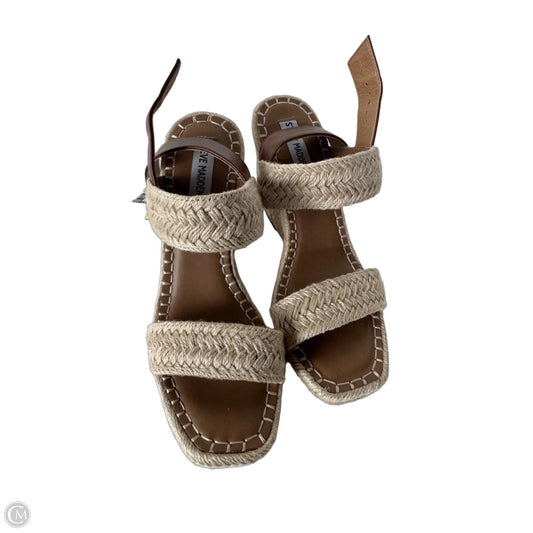 Sandals Heels Wedge By Steve Madden In Brown & Tan, Size: 9