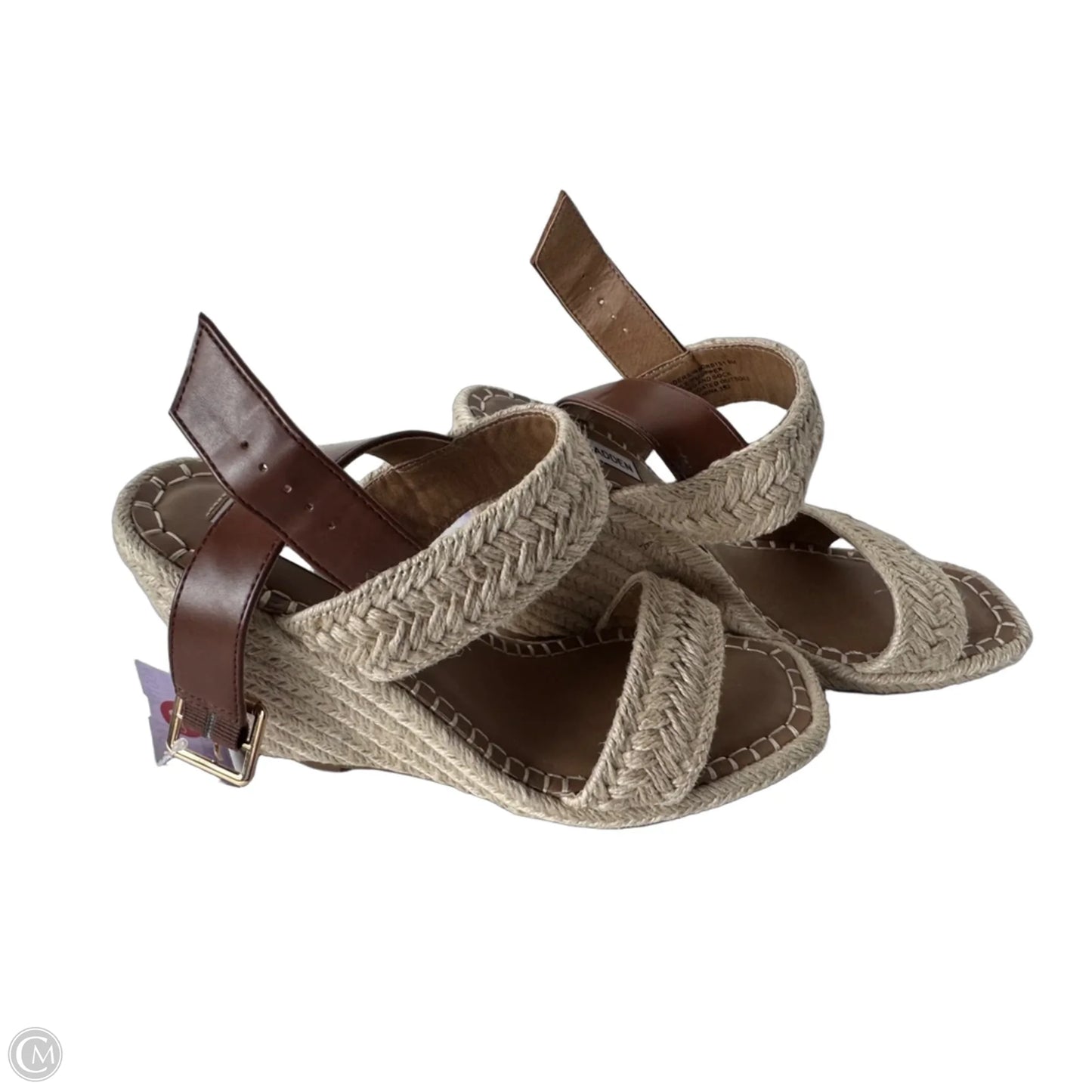 Sandals Heels Wedge By Steve Madden In Brown & Tan, Size: 9