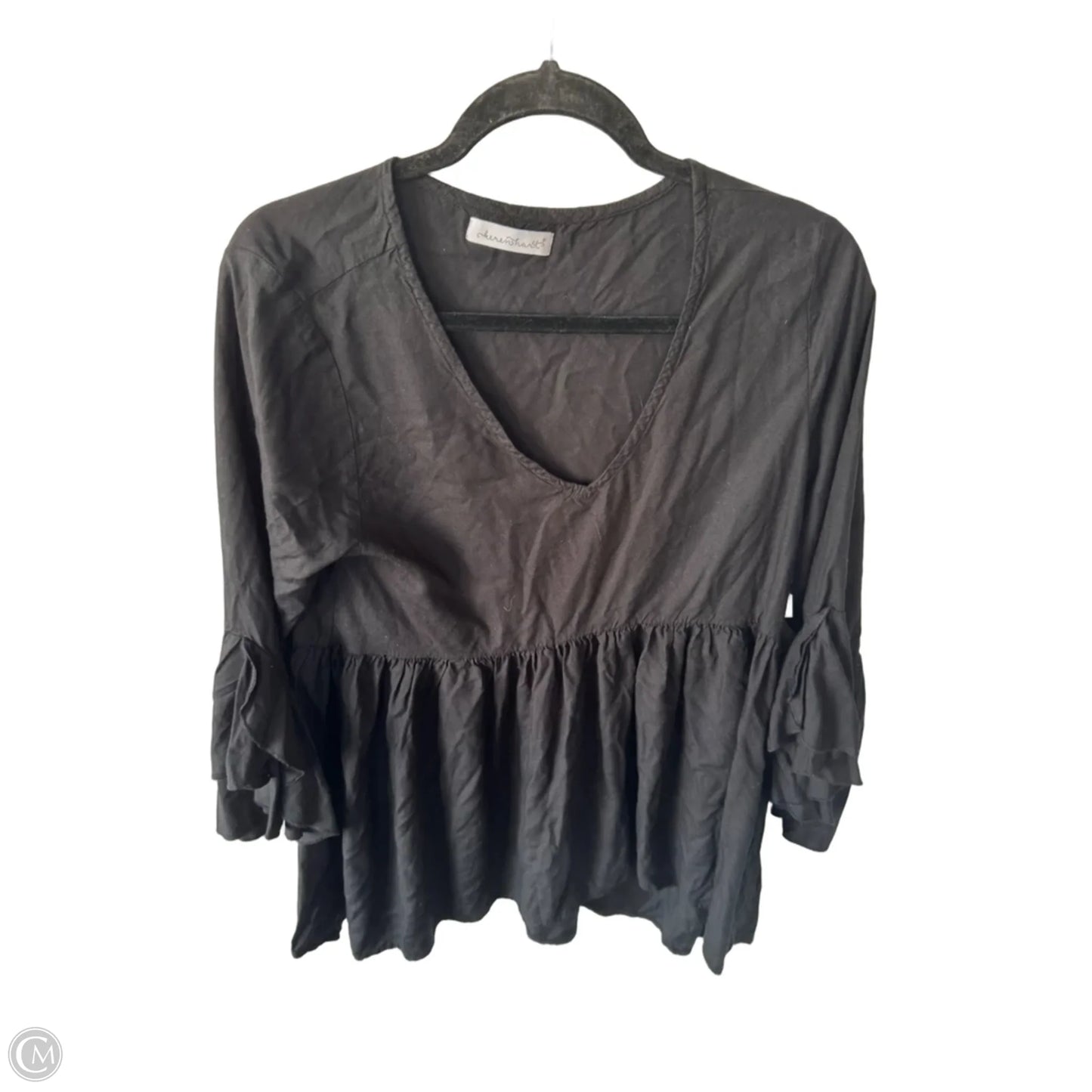 Top 3/4 Sleeve By Keren Hart In Black, Size: M