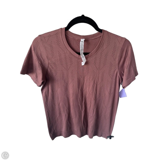 Athletic Top Short Sleeve By Lululemon In Tan, Size: M