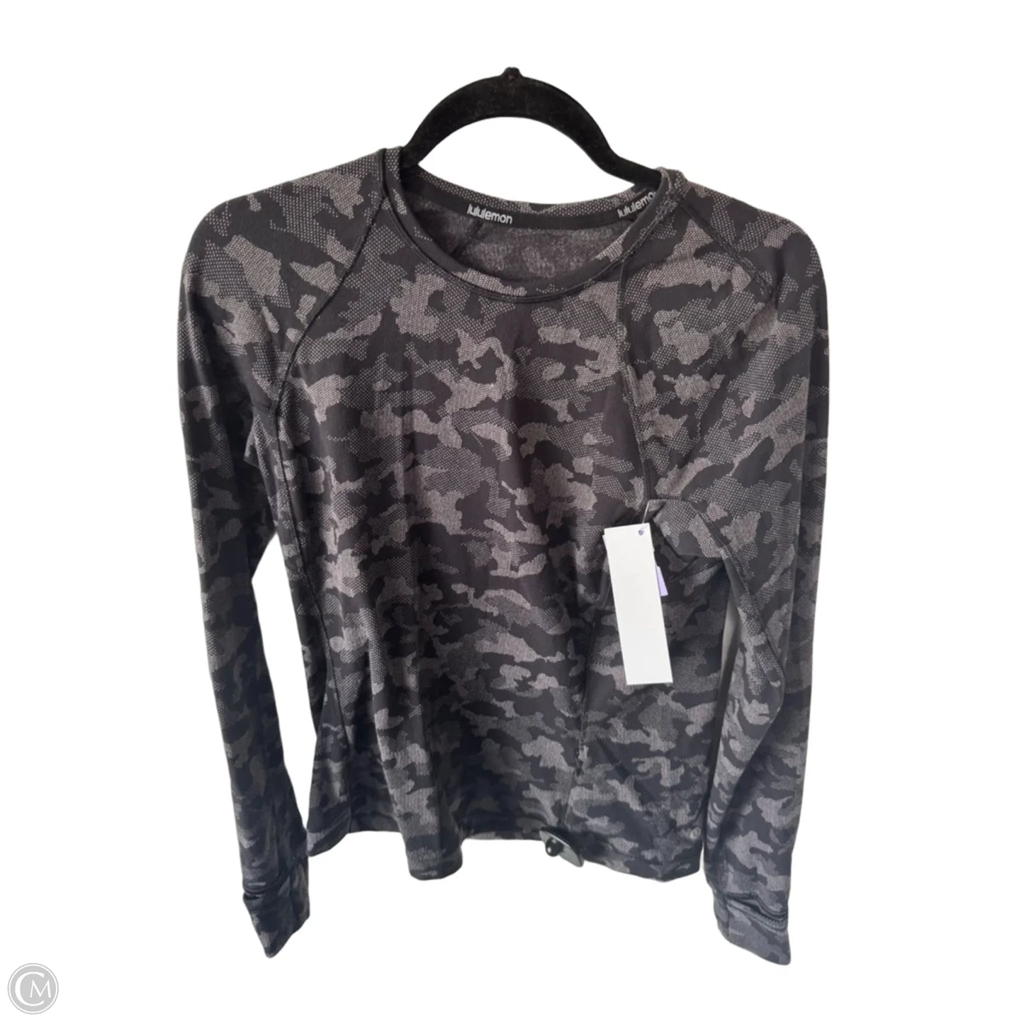 Athletic Top Long Sleeve Crewneck By Lululemon In Black & Grey, Size: M