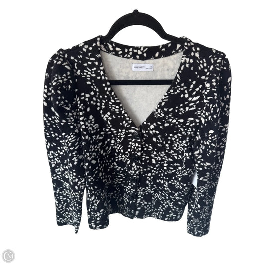 Sweater Cardigan By Nine West In Black & White, Size: M