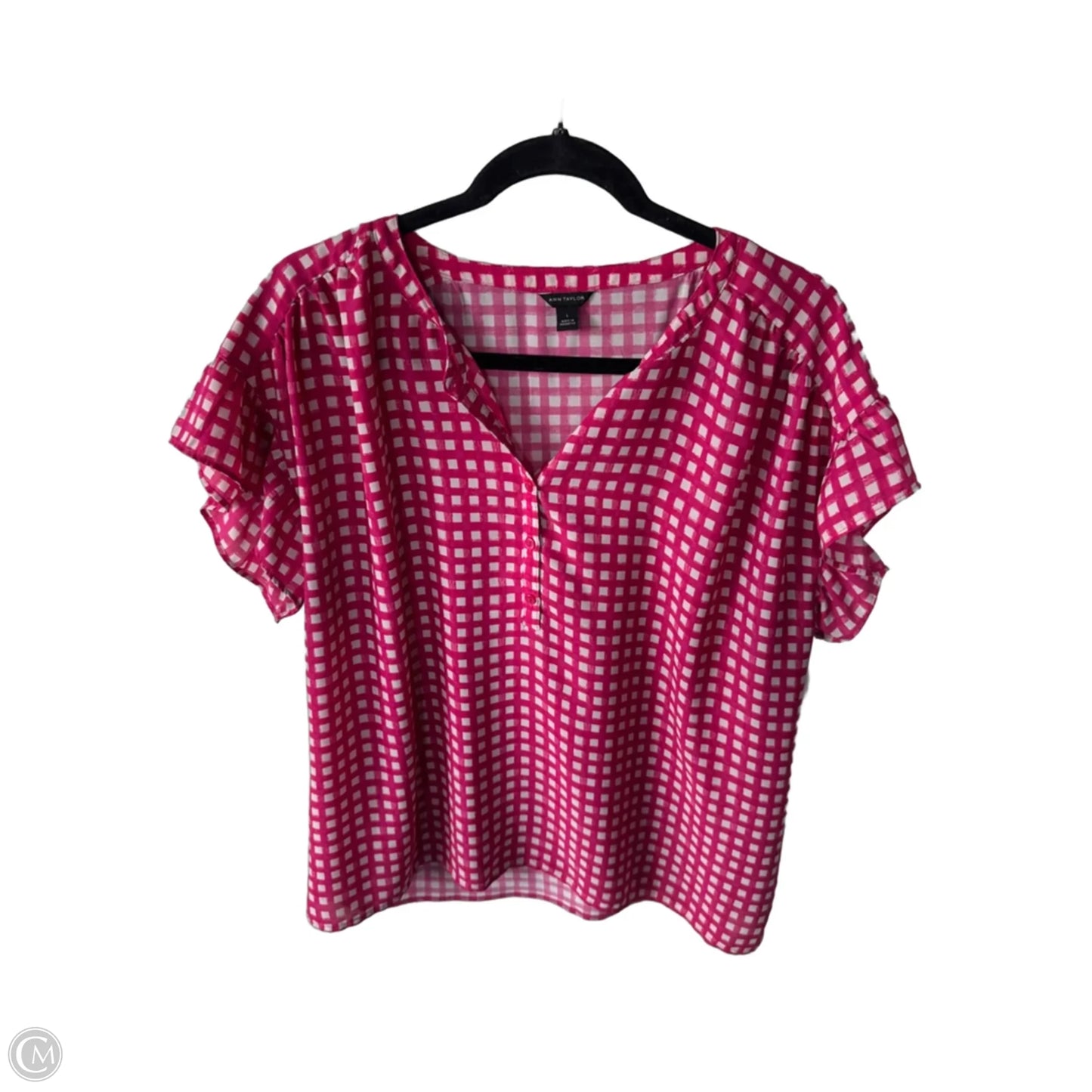 Top Short Sleeve By Ann Taylor In Pink, Size: L