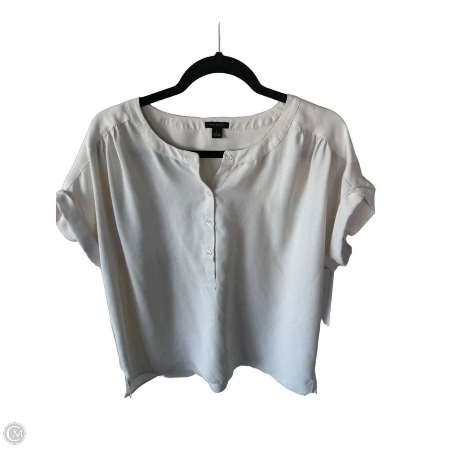 Top Short Sleeve By Ann Taylor In Cream, Size: L