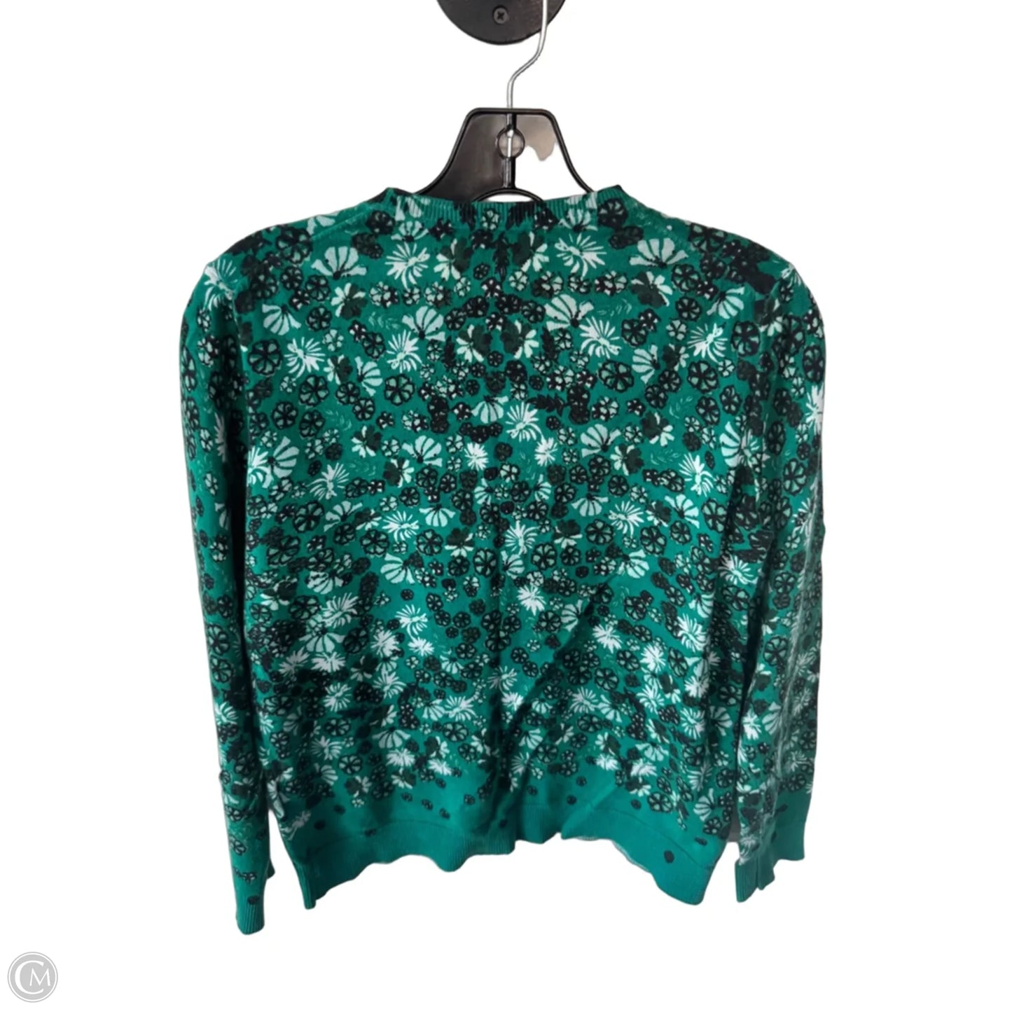 Sweater Cardigan By Karen Scott In Green & White, Size: M