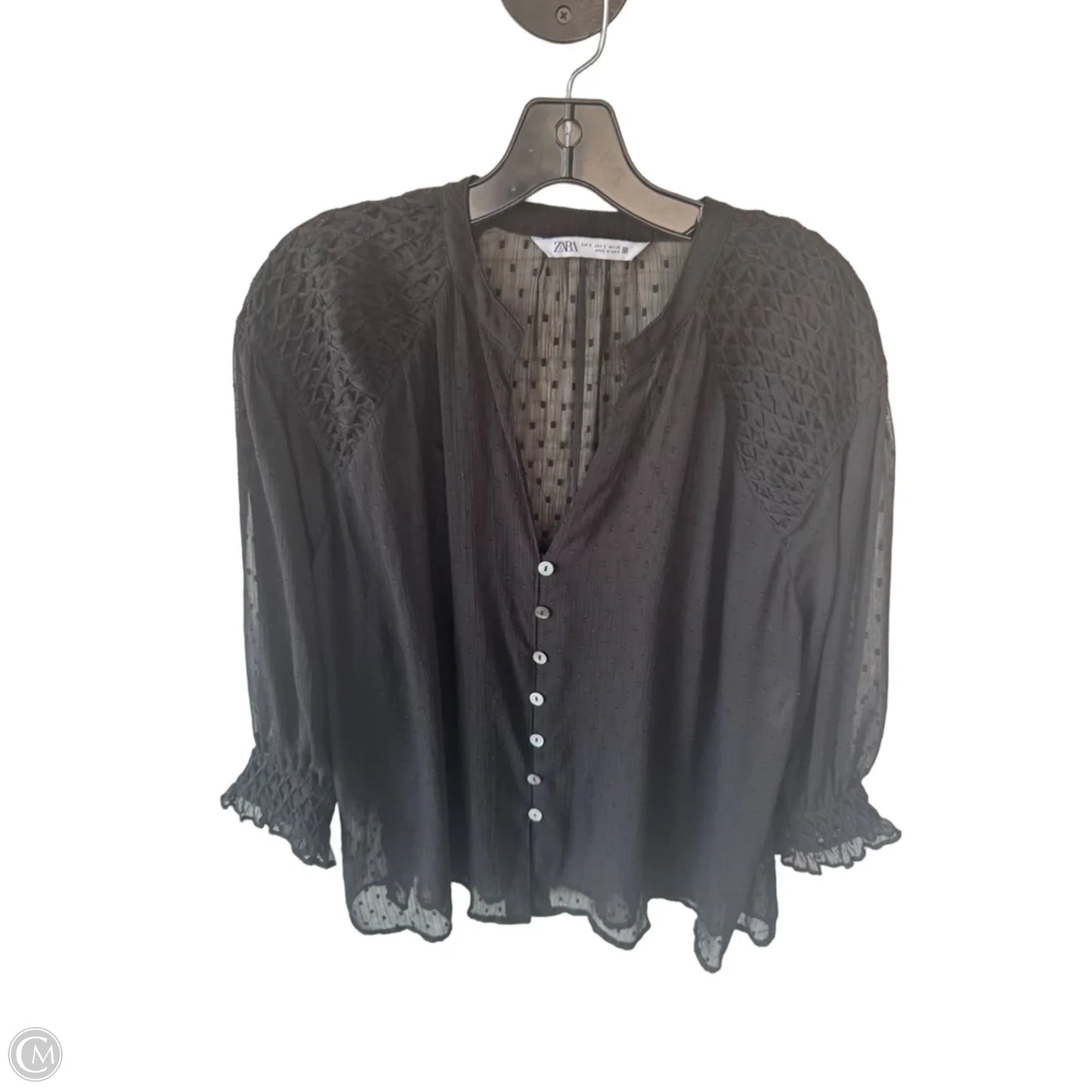Top 3/4 Sleeve By Zara In Black, Size: S