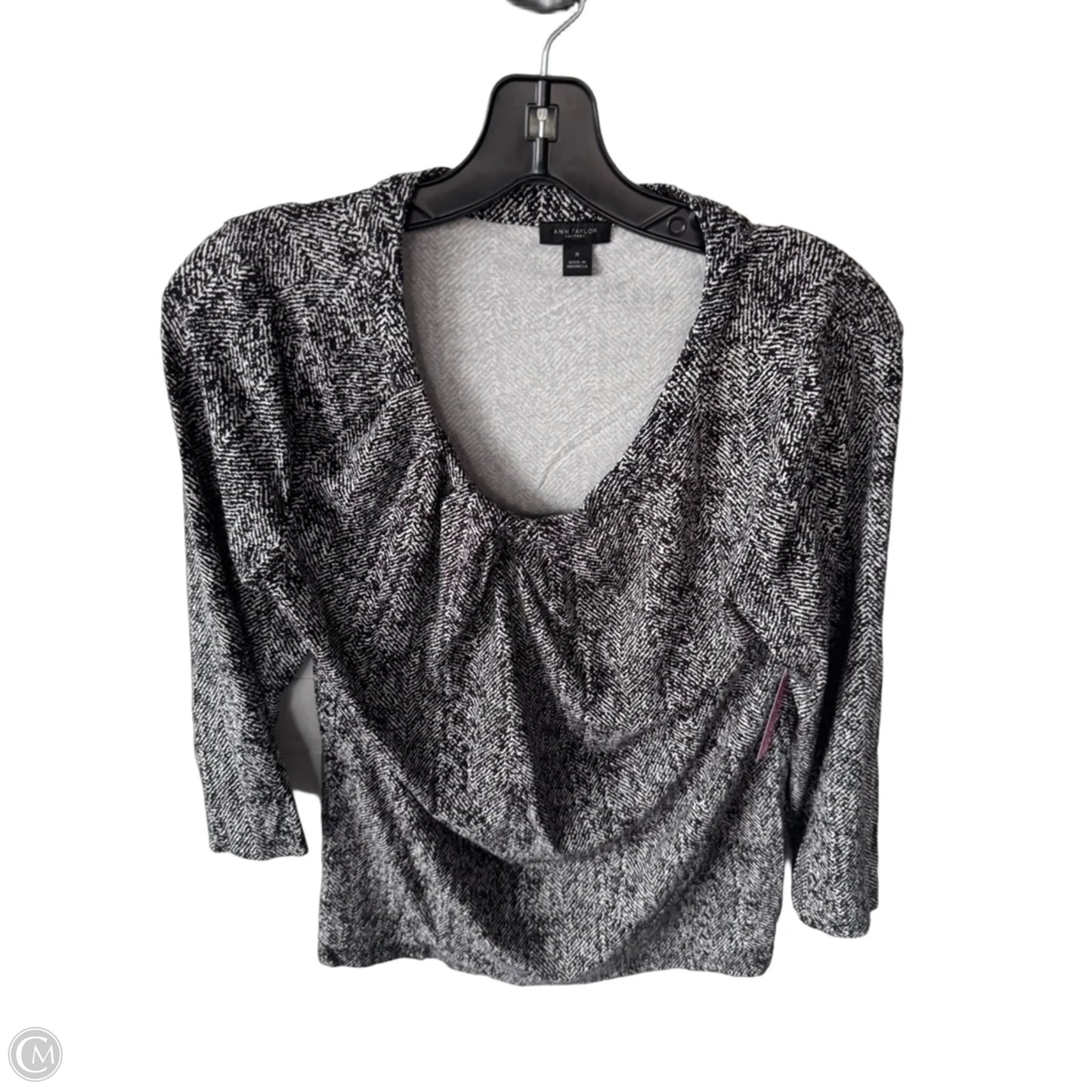 Top 3/4 Sleeve By Ann Taylor In Black & White, Size: M