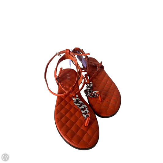 Sandals Flats By Guess In Orange, Size: 7