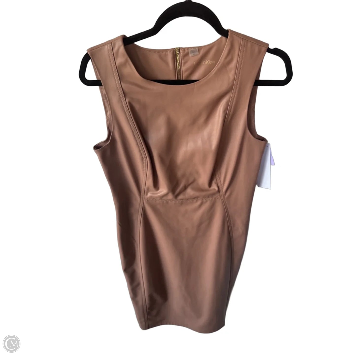 Dress Work By Calvin Klein In Tan, Size: M