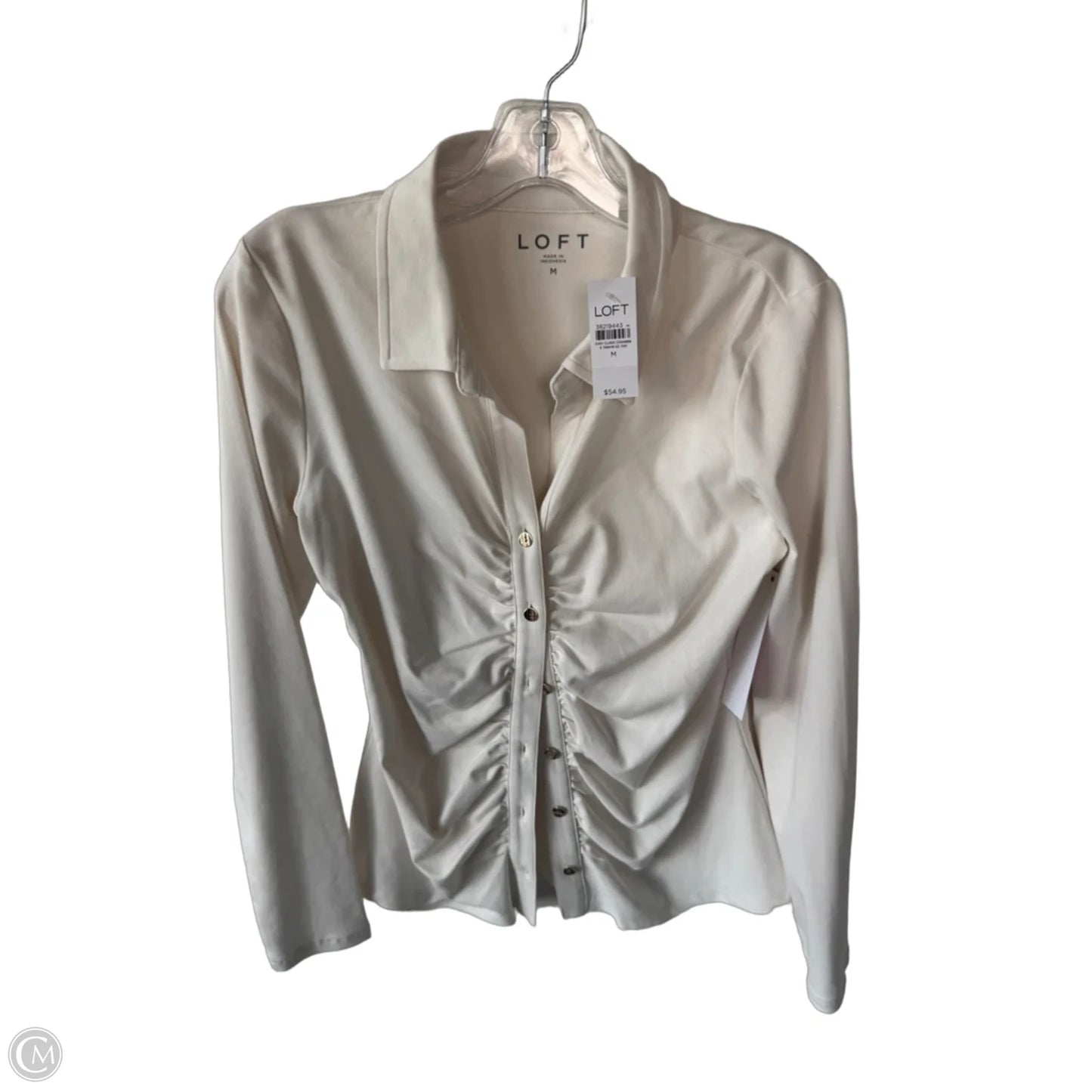 Top Long Sleeve By Loft In Cream, Size: M